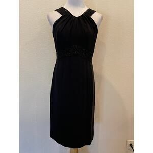 Donald Deal Cocktail Dress Black Sleeveless Beaded Size S/M